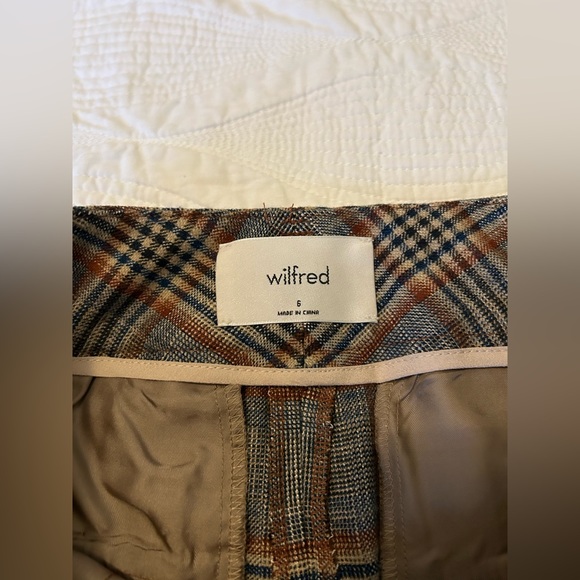 NWOT | Aritzia | Wilfred | Tie-Front Check Pant — Navy/Rust Plaid | Size 6 - Picture 9 of 16